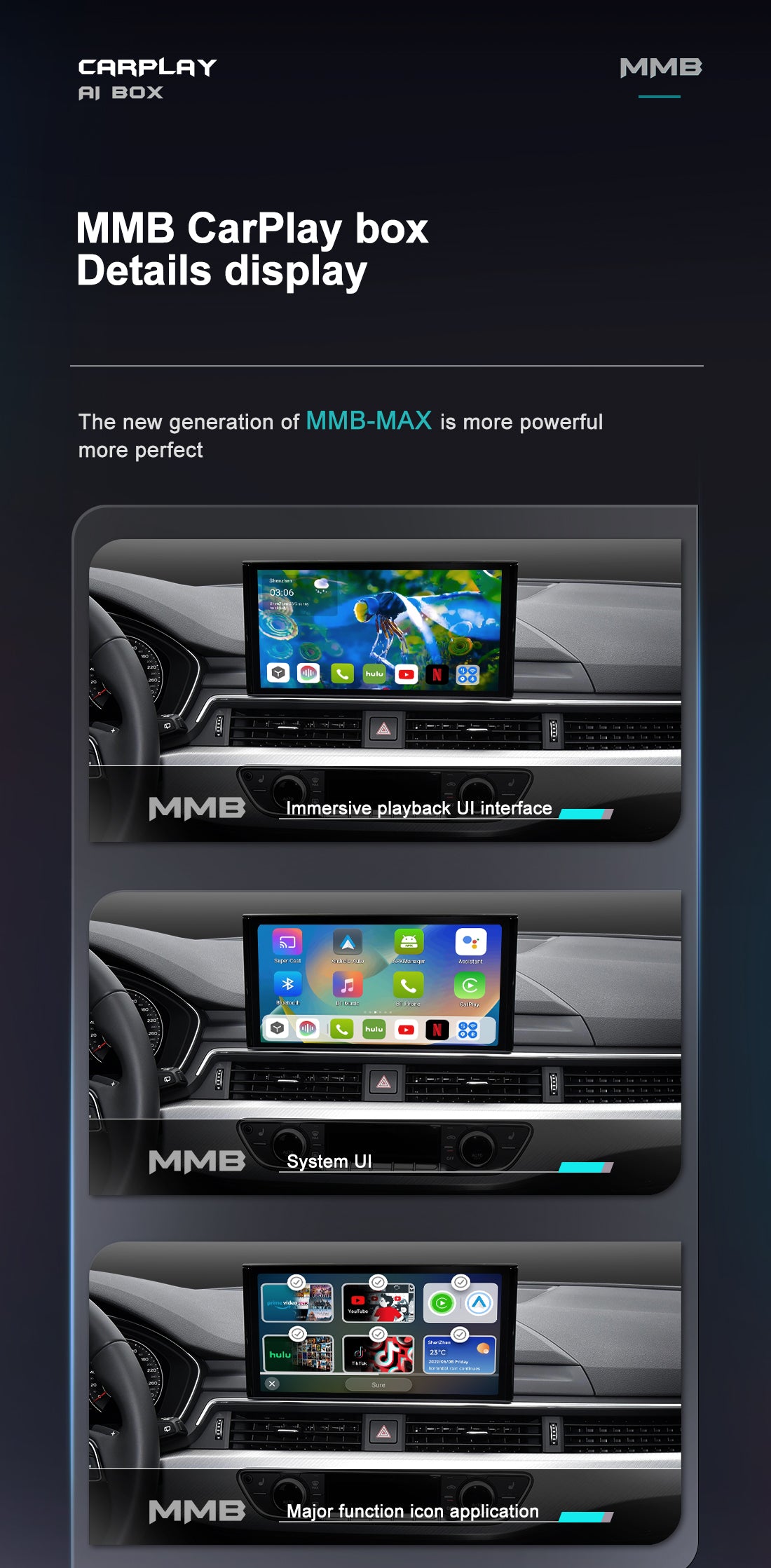 App2Car MMB MAX Multimedia Adapter for Wireless Carplay and Android Auto Android 10.0 with SIM card Slot
