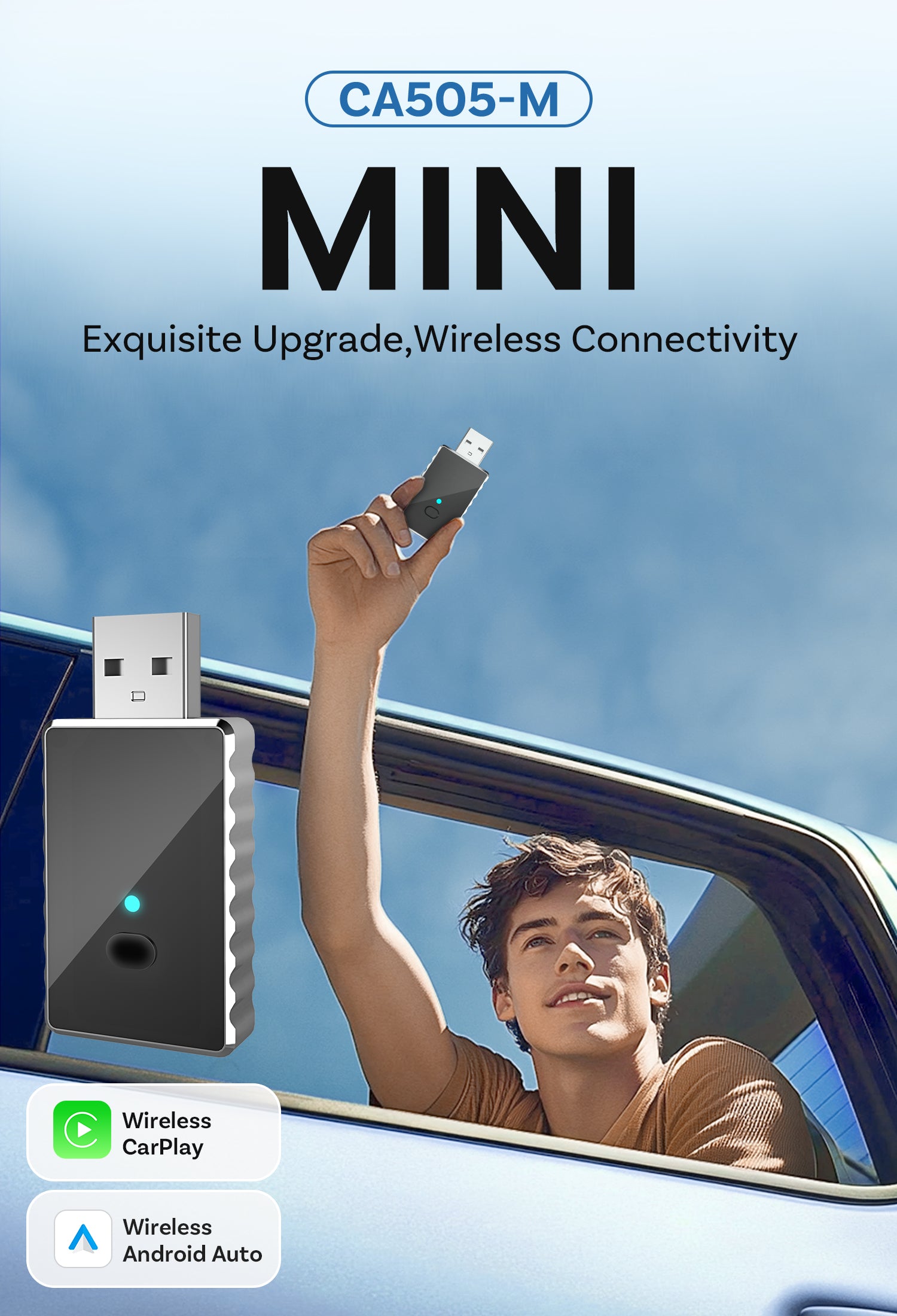 Smart World Micro CP-AA 2-in-1 Wireless CarPlay & wireless Android Auto Adapter – Compact & Fast Connection