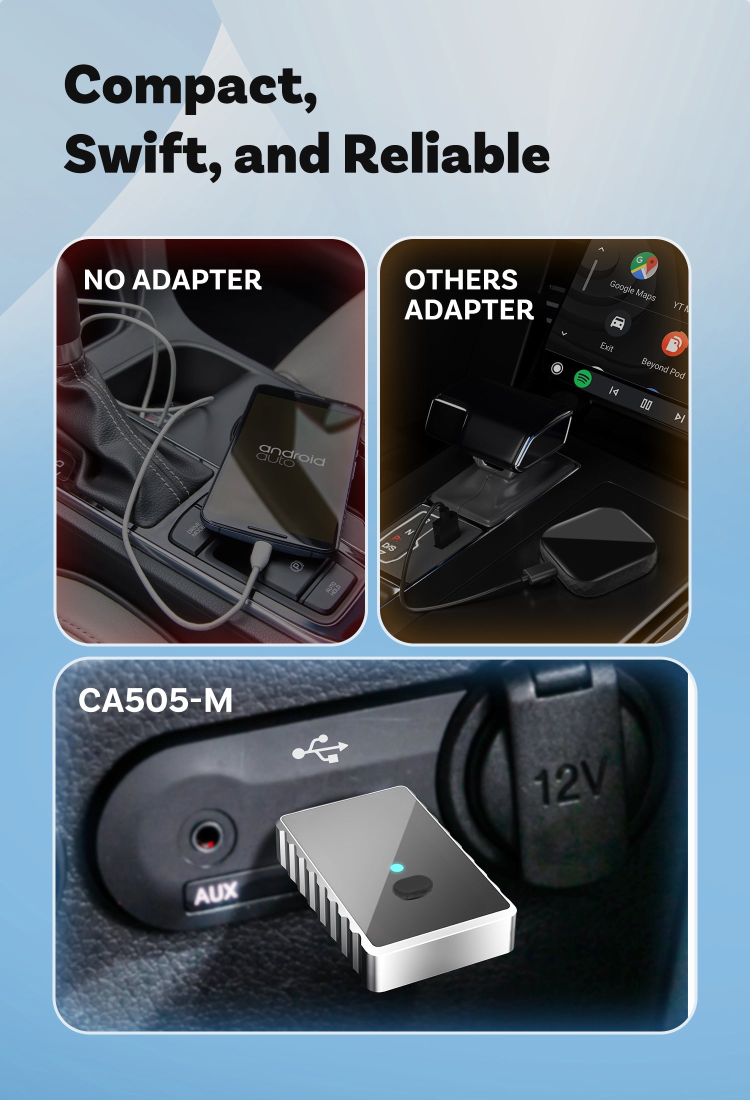 Smart World Micro CP-AA 2-in-1 Wireless CarPlay & wireless Android Auto Adapter – Compact & Fast Connection
