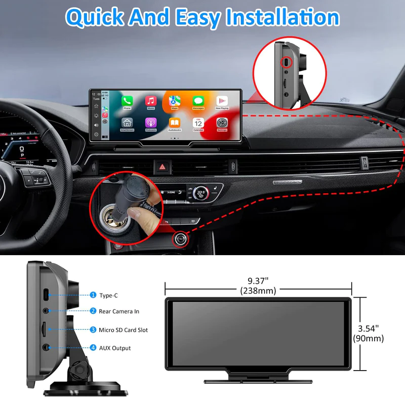 Smart World Company 10-Inch Wireless CarPlay and Android Auto Retrofit Display any Car