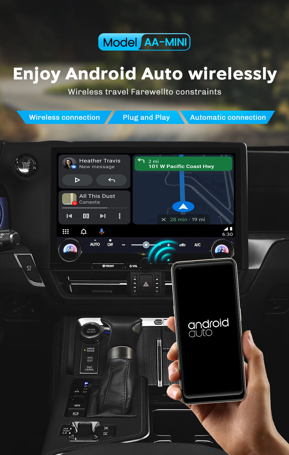 MICRO AA Wireless Android Auto adapter stick