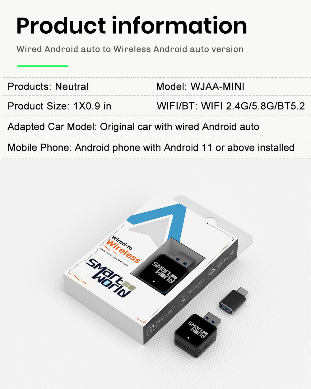 MICRO AA Wireless Android Auto adapter stick