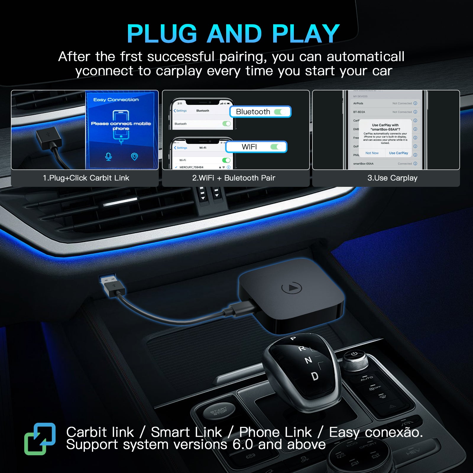 Smartlink Box Wireless CarPlay & Android Auto Smart Box for CAR AUTO Global , AUTO C ...