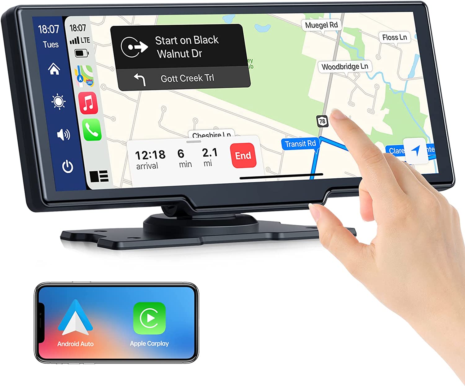 Smart World Company 10-Inch Wireless CarPlay and Android Auto Retrofit Display any Car