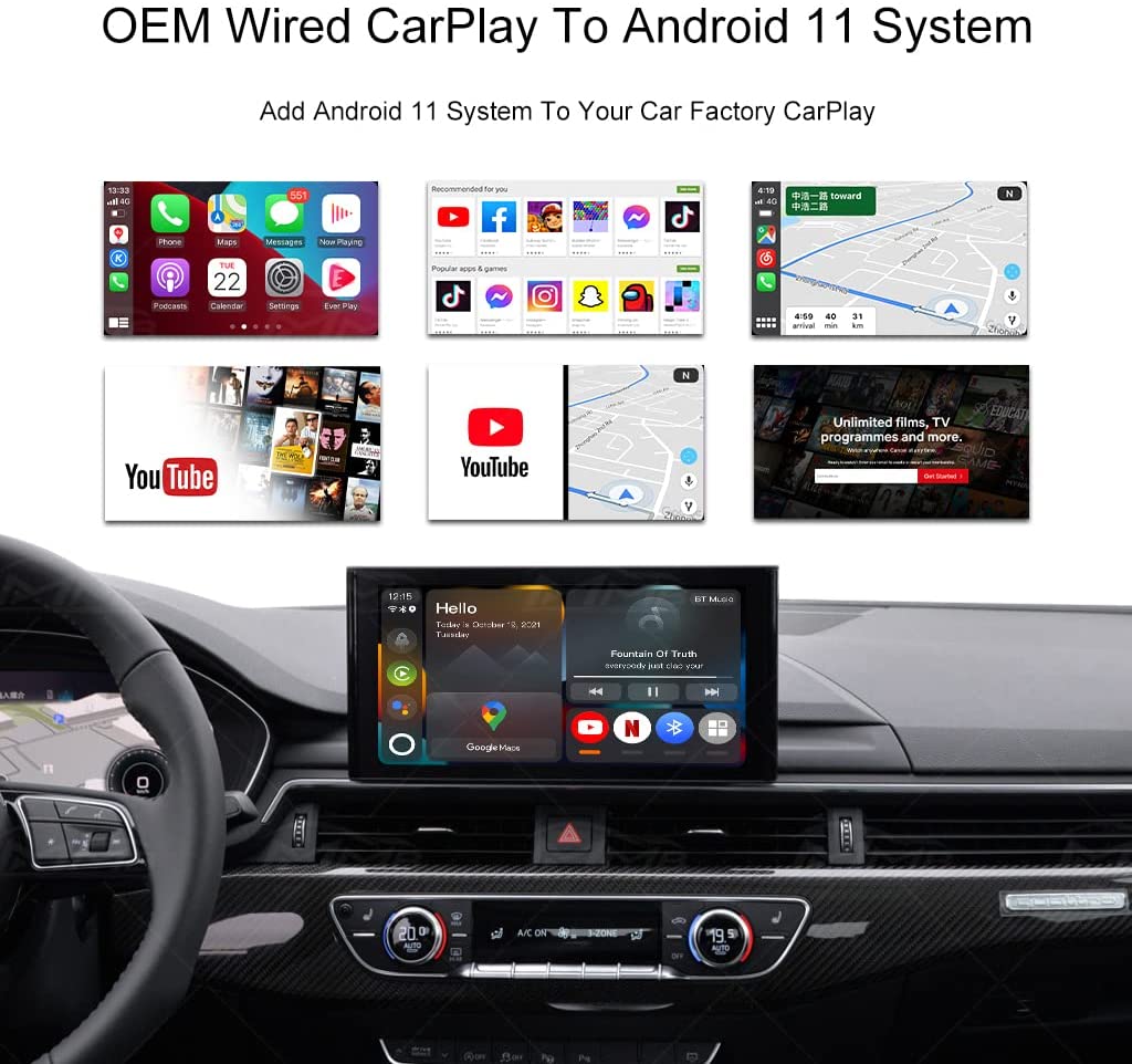 App2Car MMB11 Multimedia Adapter for Wireless Carplay and Android Auto - Use Any App on Your Car's Head Unit