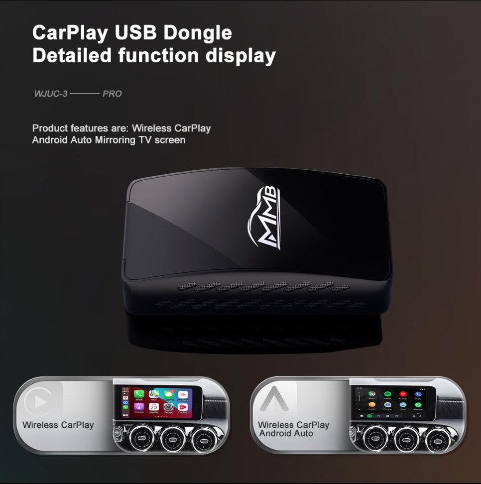 CP-AA PRO MMB Dongle Pro Apple Carplay and Android Auto Wireless Adapter with USB port preinstalled Netflix Youtube and Mirror Cast