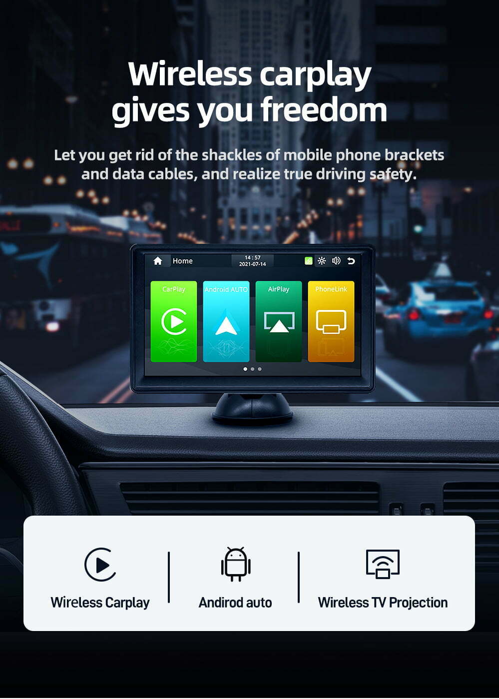 Carplay4All a Universal Wireless Carplay and Adroid Auto Display for any car