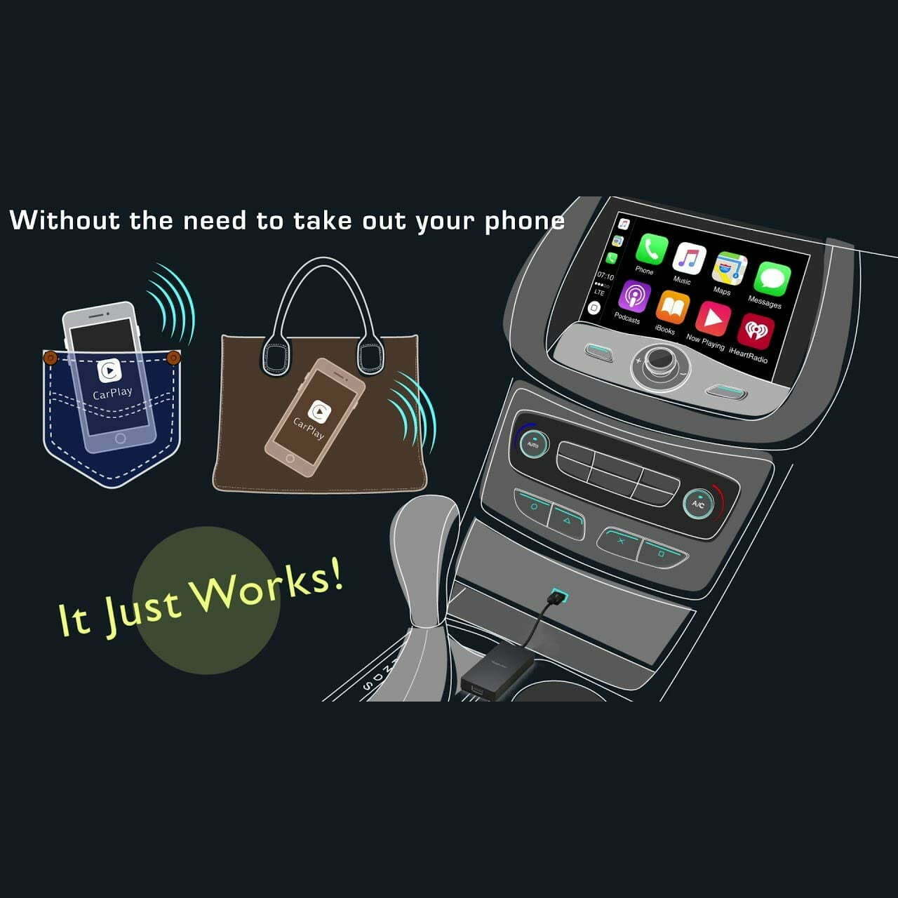 Karplayer Wireless WiFi Bluetooth iPhone Apple CarPlay Adaptor Converter for Car Head Units Audio Video Systems